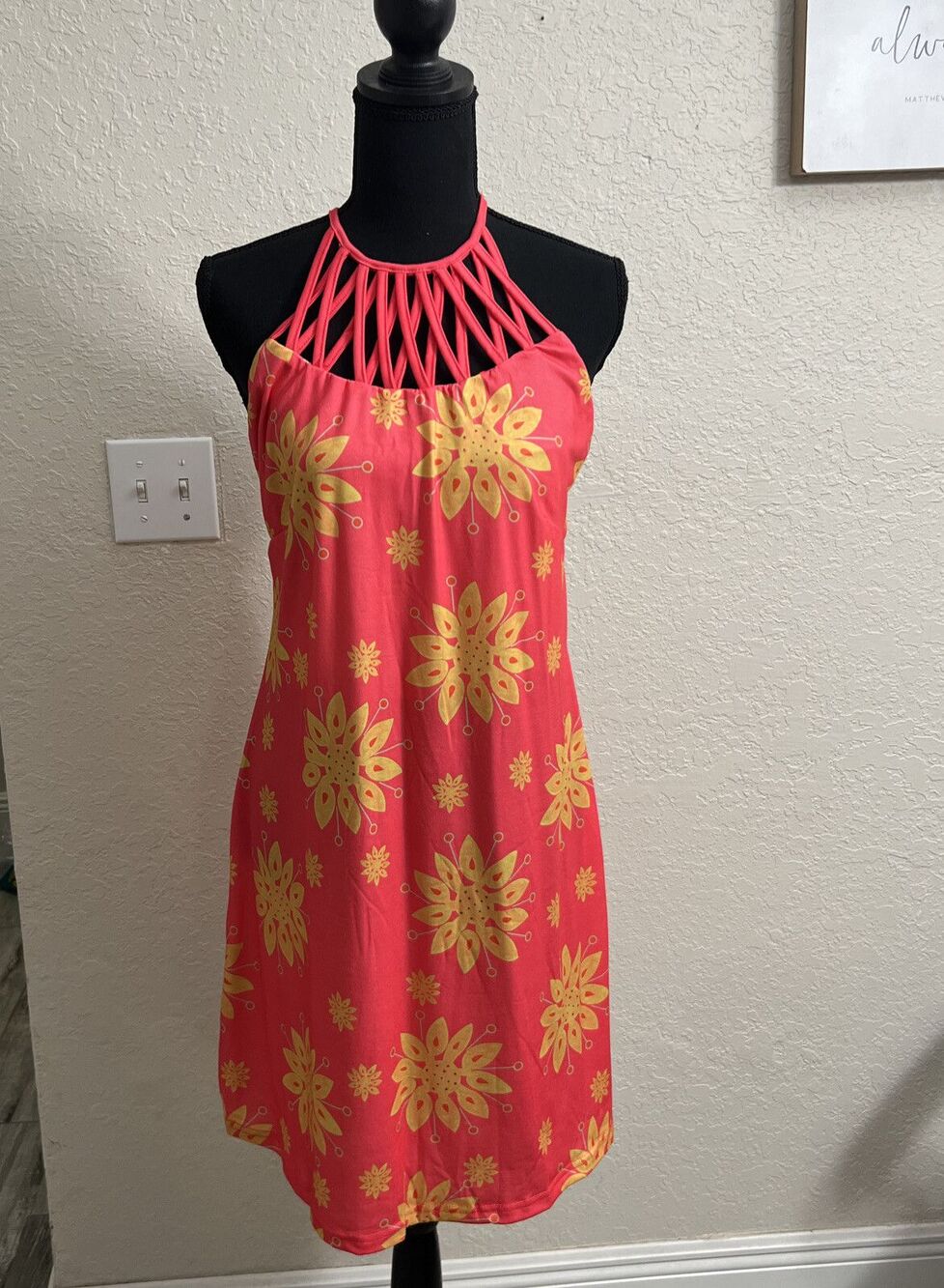 Chicme women’s Dress Print Hollow Out Sleeveless Size L